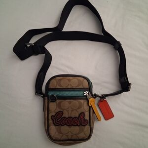 Coach Tan and Black Men's Crossbody Bag